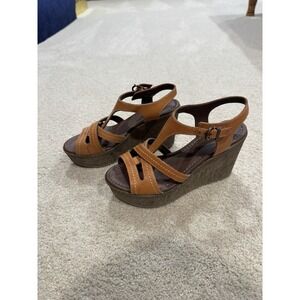 FRAU Women's Wedge High Heel Sandals Open Toe - Size 37 (7W)